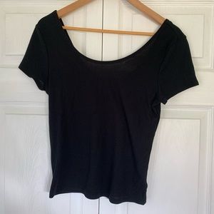 Deep scope neck slightly cropped top